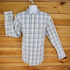 Sonoma Goods For Life Shirt Button Down Collar Size XL White Blue Gray Plaid