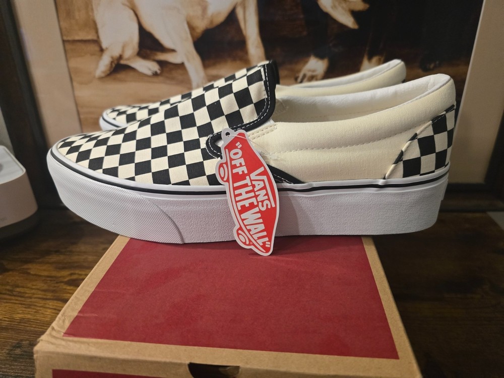 Vans Classic Slip-On Stackform Checkerboard N0A7Q5RTYQ Shoes Men&rsquo;s Size 10 NEW