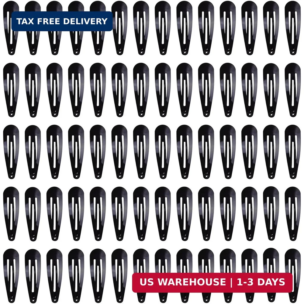 70 Pack 2 Inch Barrettes Women Metal Snap Hair Clips Accessories, Tuefuzy Black