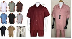 Men&rsquo;s summer 2-pc walking suit (short sleeve shirt and pants), Solid color #2954