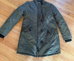 Barney&rsquo;s New York Army Green Zip front coat sz medium