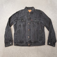 Levis Denim Jacket Medium Black Type 3 Trucker Cafe Racer Moto Biker Button Up