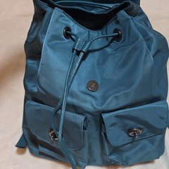 Coach Blue Drawstring Backpack Turn Lock Flap Adjustable Strap Inner Pockets