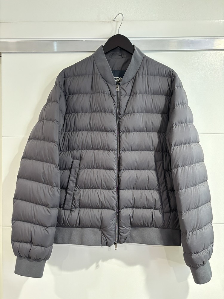 Herno Anthracite Down Injected Lightweight Quilted Jacket US 42