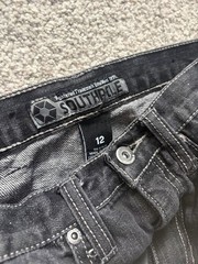 Southpole Vintage Y2K Skater Baggy Wide Leg Jeans embroidered Black Denim
