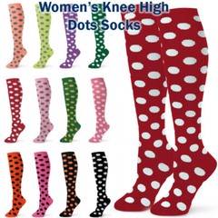 Spotlight Hosiery Elite Quality Soft Cotton Women&rsquo;s Polka Dots Knee Highs Socks
