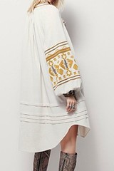 Free People Dress Embroidered Boho Long Sleeve Cotton Sz M (bal)