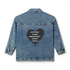 Stop Trying to Make Everyone Happy Heart Graphic Denim Jacket | Women&rsquo;s Jacket