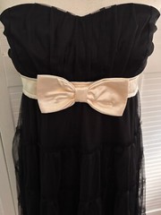 SELECT Strapless Lace Evening Cocktail Party Prom Mini Dress w/ Cream Bow UK 14