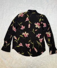 Jones New York Signature Women&rsquo;s Black Floral Long Sleeve Blouse Size PS