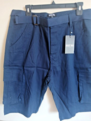 Rugged Trail Men&rsquo;s Blue Cargo Shorts Solid Cargo Pockets Belted Stretch Fabric