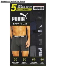 Puma Men&rsquo;s Boxer Briefs, 5 pack – BLACK, BLUE, GRAY (Select Size: Small-XXL)