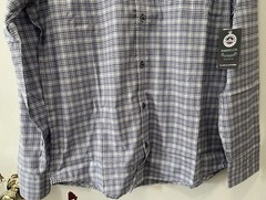 Flag & Anthem MadeFlex Men’s Plaid Shirt Button Up White Blue Size Medium Cotton