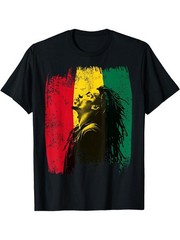 Reggae Legend Tribute Graphic Tee – Rasta Colors Silhouette Music T-Shirt