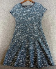Talbots Marled Knit Faux Leather Trim Short Sleeve A-Line Dress Women’s Size 14