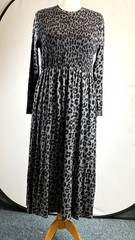 Mint Velvet leopard print black and grey midi jersey dress Large with tags K3