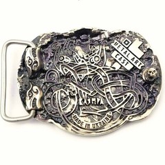 German silver belt buckle Jormungandr, World Serpent buckle, Dragon buckle