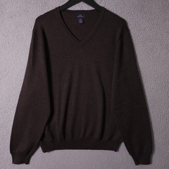Brooks Brothers 346 Sweater Mens Medium Brown Merino Wool Blend Pullover Preppy