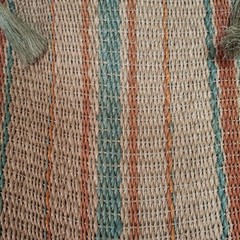 Tote Bag Colorful Jute Double Braided Handle Stripes Side Tassels Natural Fibers
