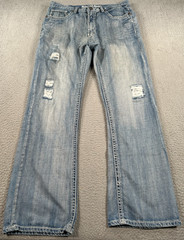 Request Jeans Men&rsquo;s 34×31 Blue Denim Bootcut Distressed Faded Grunge Skater Y2K
