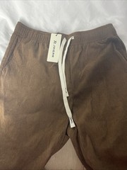 JMIERR Mens L Brown Corduroy Pants Relaxed Fit Baggy Joggers Drawstring