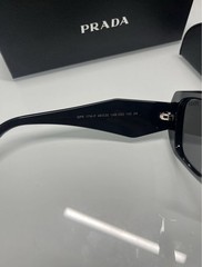 PRADA Men&rsquo;s Rectangular Black Plastic Sunglasses Gray Lens Designer Italian