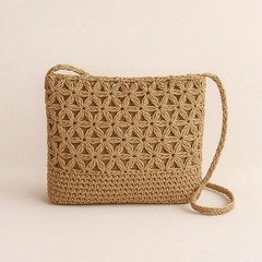Handmade Straw Crossbody Bag Boho Floral Crochet Shoulder Bag Free Shipping US