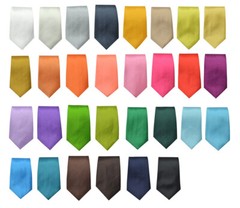 Solid Plain Polyester Men&rsquo;s Jacquard Woven Necktie 2&Prime;,3 inches 30 Colors