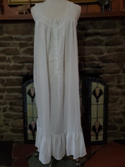 Vtg Willow Creek White Blue Cotton Maxi Nightgown Womens Medium Ruffle Cottage