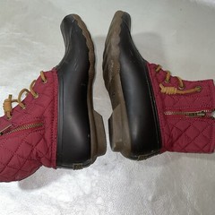 women’s sperry fall autumn winter duck boots burgundy brown size 7