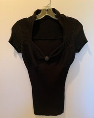 Women&rsquo;s Top Small Black Cap Sleeve Stretch Rayon/Nylon/Spandex