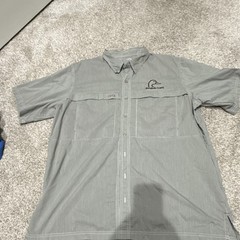 GG Men&rsquo;s 2XL Gray Check Woven Short Sleeve Button-Up Shirt Pockets Logo