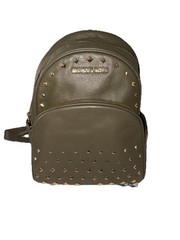 Michael Kors Erin Abbey Black Pebbled Leather Medium Studded Backpack Green