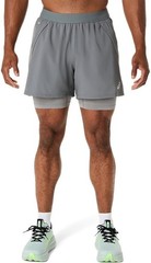 ASICS Men&rsquo;s Road 2N1 5IN Short Running Apparel, L, Clay Grey/Steel Grey/Illumina