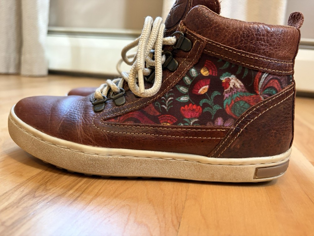 INKKAS Rooster Camping Boot Sneaker Leather Shoes Brown High Top Aztec US W6 M4