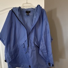 L.L.Bean Men’s Blue Hooded Full Zip Windbreaker Jacket Mid-Length Size L