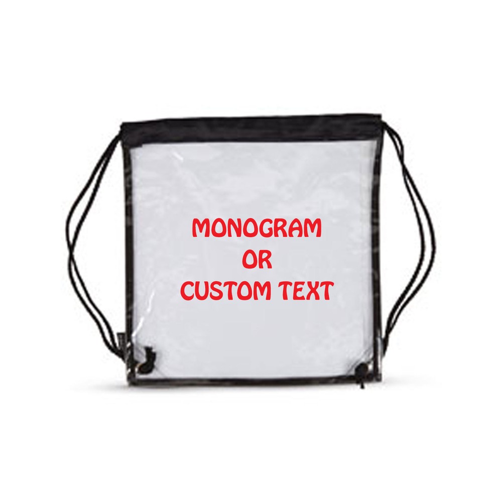 Custom Transparent Clear Event Security Stadium Drawstring Bag Monogram Name