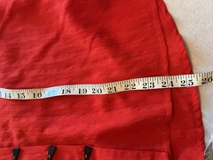 Multiples Red Woven Rayon Nylon Solid Collared Button Front 3/4 Blouse PL