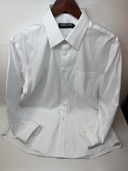 Kirkland Signature Men&rsquo;s 16.5-32 White Cotton Non-Iron Dress Shirt Spread Collar