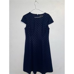 Jessica Howard Mod Twee Preppy Corpcore Classic Navy Polka Dot Fit & Flare Dress