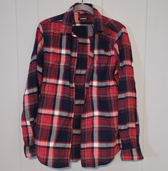 Express Women’s Plaid Flannel Cotton Button-Up Shirt Long Sleeve Size P