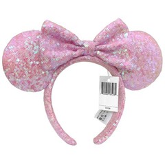 Disney` Park Tokyo Aurora Light Pink Sequin Headband Minnie Ears 2024 Disneyland