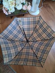 *Burberry* umbrella NOVA CHECK~Compact Folding W/matching Case~Grey Handle~auto