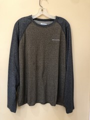 Columbia Men’s Raglan Long Sleeve Shirt Brown Gray Large Cotton Trail Hiking