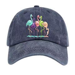 Summer Tropical Statement Cap Multicolor Flamingo Washed Cotton Hat