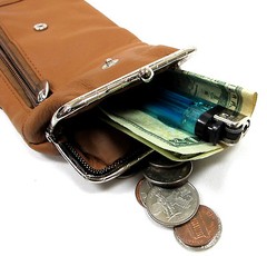 Multi Function Leather Cigarette Case Pouch Coin Purse Snap Top+ Zipper Lt BROWN