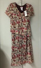 Vtg R&K Dress Size 18 Chiffon Floral Lined Tiered V Neckline Short Sleeves New
