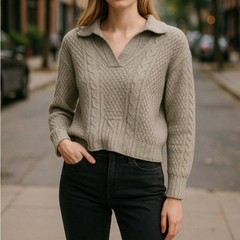 Jason Wu cable knit wool blend collared sweater size medium