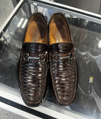 Salvatore Ferragamo Men&rsquo;s Brown Python Skin Slip-On Dress Loafers 11