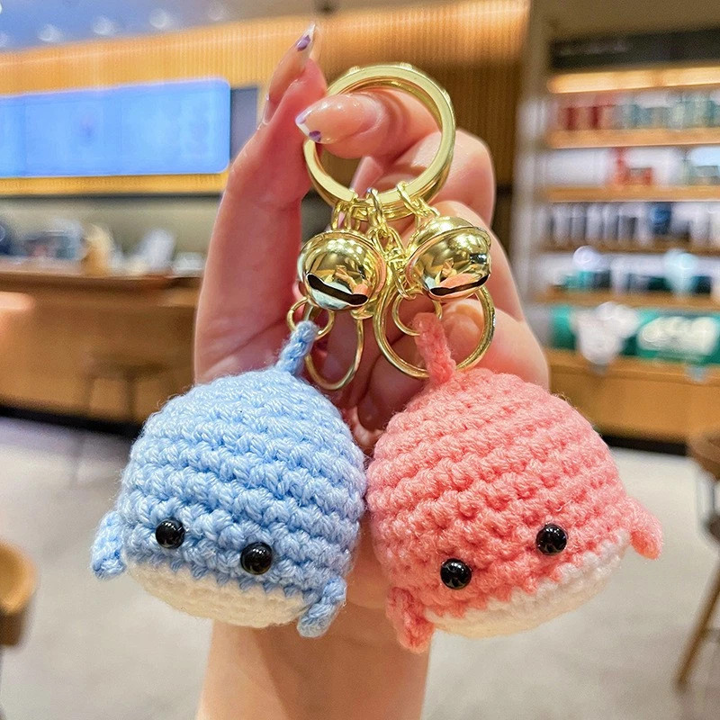 Wool Making Little Whale Keychain Handmade Cartoon Crocheted Keychain WeavedCute